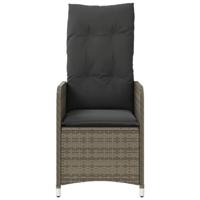 Tuinstoelen 2 st verstelbaar met tafel poly rattan grijs - thumbnail