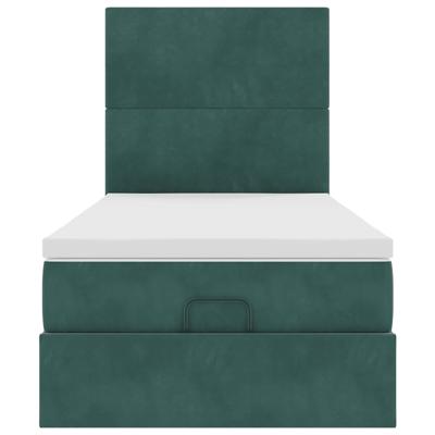 Ottoman bed met matrassen en LED's 90x200cm fluweel donkergroen