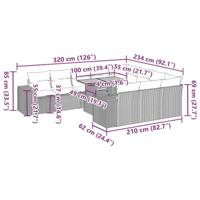 10-delige Loungeset met kussens poly rattan acacia beige - thumbnail