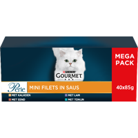 Gourmet Perle Mini Filets in saus met kalkoen, eend, tonijn, lam natvoer kat 2 x (40 x 85 g) - thumbnail