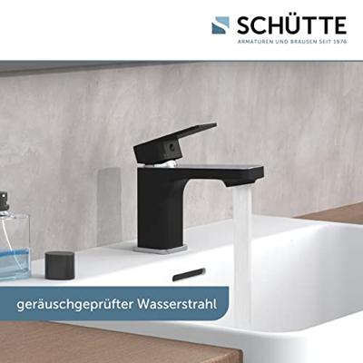 MADASGASKAR ééngreepsmengkraan wastafel, chroom/mat zwart keramische schrijven geluidsarme, verwisselbare 35 mm cartouche flexibele metalen aansluitslangen volgens DVGW/KTW-A push-pop-up afvo - thumbnail