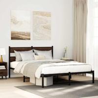 Bedframe met hoofdbord zonder matras bruin eiken 150x200 cm - thumbnail