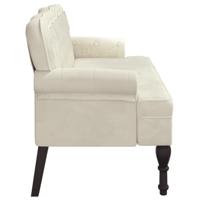 Bankje met rugleuning 119,5x64,5x75 cm fluweel crmekleurig - thumbnail