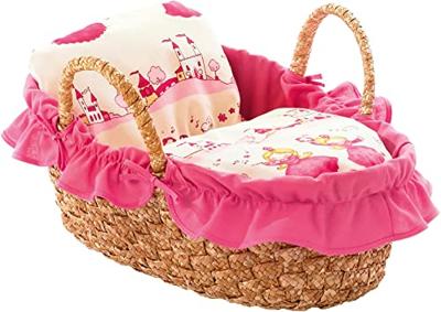 Gevlochten poppen draagmand - Prinses Roze