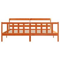 Bedframe met hoofdbord massief grenenhout wasbruin 200x200 cm - thumbnail