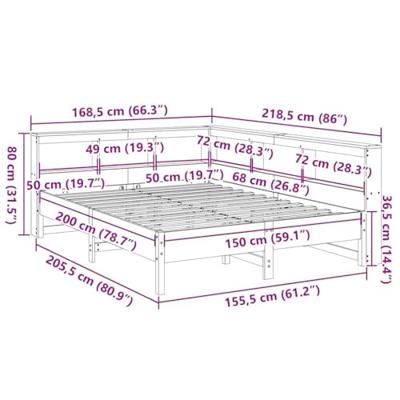 Bed met boekenkast zonder matras grenenhout wit 150x200 cm