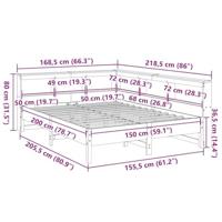 Bed met boekenkast zonder matras grenenhout wit 150x200 cm - thumbnail