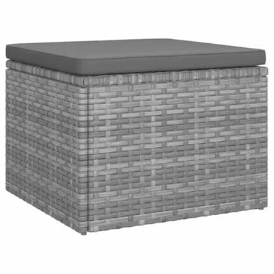 Tuinbank 3-zits met dak en voetenbank poly rattan grijs Tuinbank 3-zits met dak en voetenbank poly rattan grijs