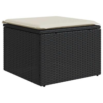8-delige Loungeset met kussens poly rattan acacia zwart