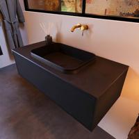 Badkamermeubelset Mondiaz Erin 100 cm met 1 Lade met RIDGE Wastafel Midden Urban Zonder Kraangaten Greeploos Mat Urban - thumbnail