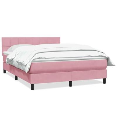 Boxspring met matras fluweel roze 160x210 cm