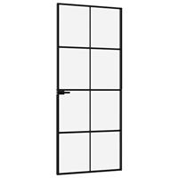 Binnendeur 83x201,5 cm gehard glas en aluminium smal zwart - thumbnail