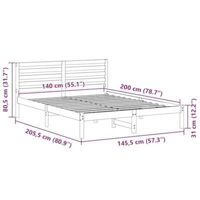 Bedframe met hoofdeinde Bruin 140 x 200 cm Massief grenenhout