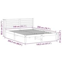 Bedframe met hoofdeinde Bruin 140 x 200 cm Massief grenenhout - thumbnail