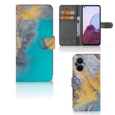 OPPO Reno 8 Lite | OnePlus Nord N20 | Bookcase | Marble Blue Gold