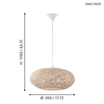 Eglo Landelijke hanglampCampilo 45cm wit met bruin - 93374