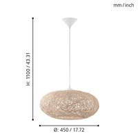 Eglo Landelijke hanglampCampilo 45cm wit met bruin - 93374 - thumbnail