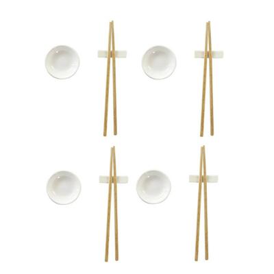 Sushi-set DKD Home Decor Bamboe Keramiek Wit Natuurlijk Orientaals 27,3 x 20,3 x 2,5 cm (12 Stuks)