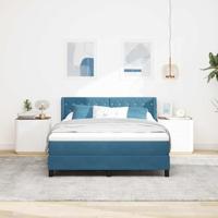Boxspringbed met Matras Zwart 100x200 cm Fluweel Donkerblauw - thumbnail