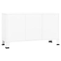 Dressoir 105x35x62 cm metaal en glas wit - thumbnail