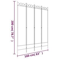 Kamerscherm met 4 panelen 160x200 cm stof wit - thumbnail