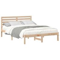 Bedframe met hoofdeinde Bruin 135 x 190 cm Massief grenenhout - thumbnail