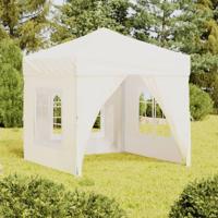 Partytent inklapbaar met zijwanden 2x2 m crmekleurig - thumbnail