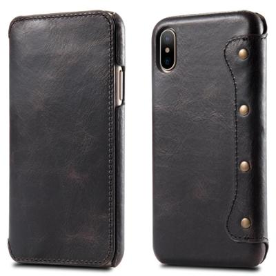 Olie Wax Top-graan koeienhuid horizontale Flip lederen case voor iPhone XS Max met kaartsleuven & portemonnee (zwart) Olie Wax Top-graan koeienhuid horizontale Flip lederen case voor iPhone XS Max met kaartsleuven & portemonnee (zwart)