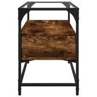 Tv-meubel met glazen blad 98x35x51 cm hout gerookt eikenkleurig - thumbnail