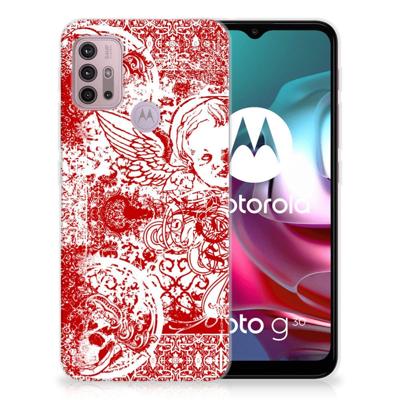 Silicone Back Case Motorola Moto G30 | G10 Angel Skull Rood Silicone Back Case Motorola Moto G30 | G10 Angel Skull Rood