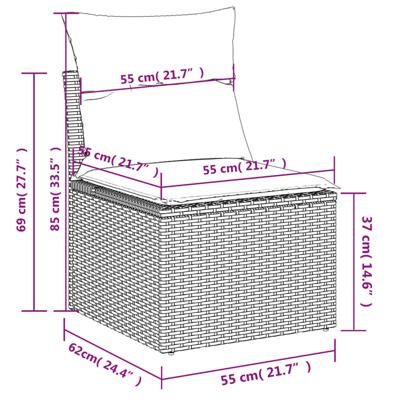 4-delige Loungeset met kussens poly rattan beige - thumbnail