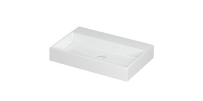 Wastafel United Porselein zonder kraangat incl. porseleinen click plug en verborgen overloop systeem 70 cm x 45 cm x 11 cm Glans wit 0206021