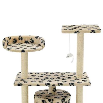 VidaXL Kattenkrabpaal met sisal krabpalen 95 cm pootafdrukken beige