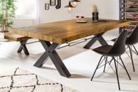 Massief houten eettafel THOR 200cm vintage bruin grenen gerecycled industrieel design ijzeren X-frame - 43676 - thumbnail