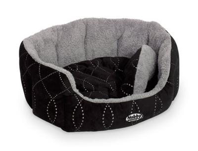 Nobby, Ovaal bed met vulling van pluche, met omkeerbaar kussen, 86 x 70 x 24 cm, zwart