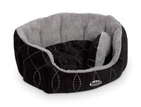 Nobby, Ovaal bed met vulling van pluche, met omkeerbaar kussen, 86 x 70 x 24 cm, zwart - thumbnail