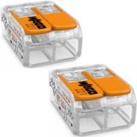 WAGO - Lasklem Set 2 Stuks - 2 Polig met Klemmetjes - Oranje - thumbnail