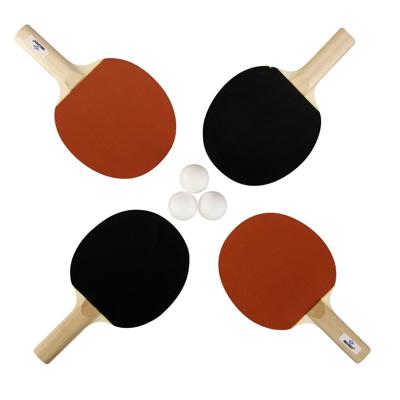 Tafeltennisset 4x 1-ster bat + 3 ballen