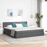 Opbergbed met matras Donkergrijs 200 x 200 cm Bewerkt hout - thumbnail