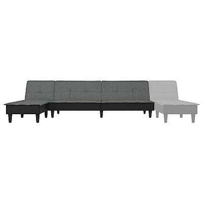Slaapbank L-vormig 255x140x70 cm stof donkergrijs - thumbnail