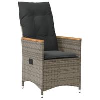 3-delige Bistroset met kussens poly rattan grijs - thumbnail
