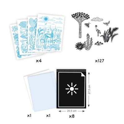 Cyanotype nachtelijke savanne - DJECO meerkleurig Cyanotype nachtelijke savanne - DJECO meerkleurig