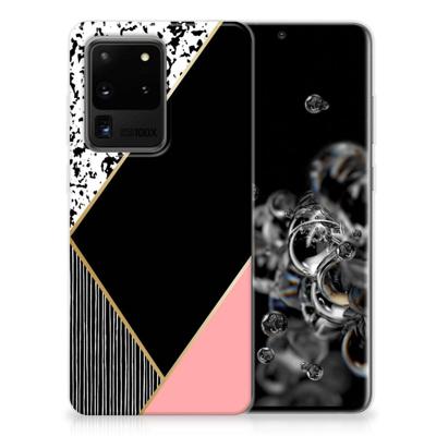 Samsung Galaxy S20 Ultra | TPU Hoesje | Zwart Roze Vormen Samsung Galaxy S20 Ultra | TPU Hoesje | Zwart Roze Vormen