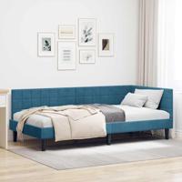 Hoekbedframe met hoofdeinde Blauw 100 x 200 cm Fluweel - thumbnail