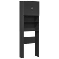 Wasmachinekast 64x24x190 cm bewerkt hout zwart - thumbnail