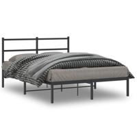 Bedframe met hoofdbord metaal zwart 140x190 cm - thumbnail