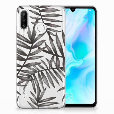 Huawei P30 Lite | TPU Case | Leaves Grey Huawei P30 Lite | TPU Case | Leaves Grey