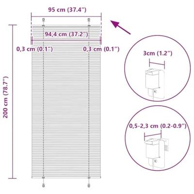 VidaXL Plissé rolgordijn 95x200 cm stofbreedte 94,4 cm polyester blauw