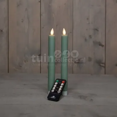 LED Dinerkaars Wax 23cm Jade Groen 2st