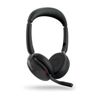 Jabra Evolve2 65 Flex Link380a MS + Ladepad On Ear headset Bluetooth Stereo Zwart Noise Cancelling Headset, Microfoon uitschakelbaar (mute), Volumeregeling, - thumbnail